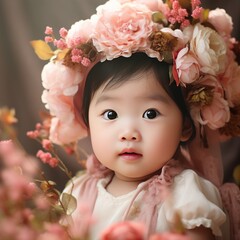 Fototapeta premium cute asian baby portrait photography, high quality