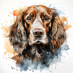 watercolor English Cocker Spaniel clipart, Generative Ai