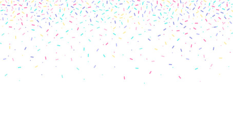Colorful sprinkles banner background, colorful falling decorative sprinkles background