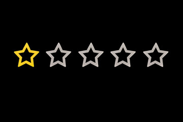 Obraz premium Gold, gray, silver five star shape on the background of the blackboard. Increase rating or ranking, evaluation and classification idea. One 1 star.
