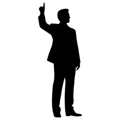 A business man direction with hand vector silhouette, business people direction silhouette