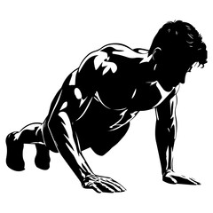 A man Pushup vector silhouette illustration, gym vector silhouette