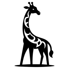 Giraffe vector logo illustration black color, Giraffe vector silhouette Isolated white background