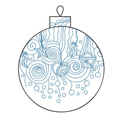line art drawing of a Christmas ball, toy on the spruce for coloring