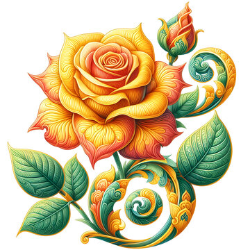 cilpart Rose11 linethai bouquet with and flowers  transparent