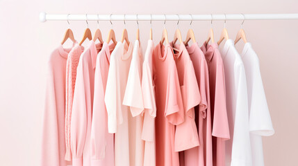 Feminine clothes in pastel pink color