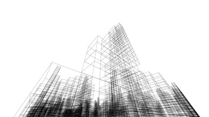 abstract architecture vector 3d illustration - obrazy, fototapety, plakaty
