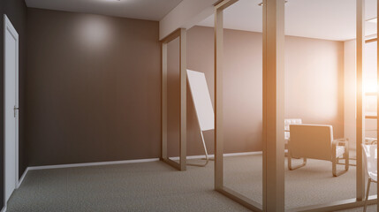 Elegant office interior. Mixed media. 3D rendering.