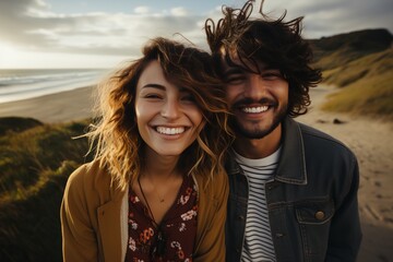 Fototapeta premium A happy young couple outdoors