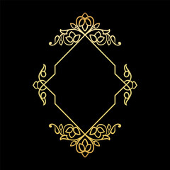 Gold Luxury Black frame isolated on black background