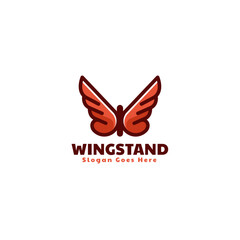 Vector Logo Illustration Wings Stand Simple Mascot Style