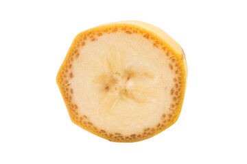 Sliced banana pieces. Isolated on white background.