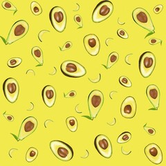 avocado pattern on yellow background