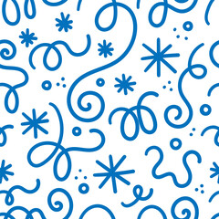 Seamless pattern with vector snowflakes on a white background. Winter doodle print.