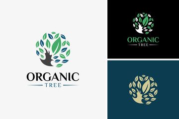 Abstract tree logo, nature organic icon logo design vector template