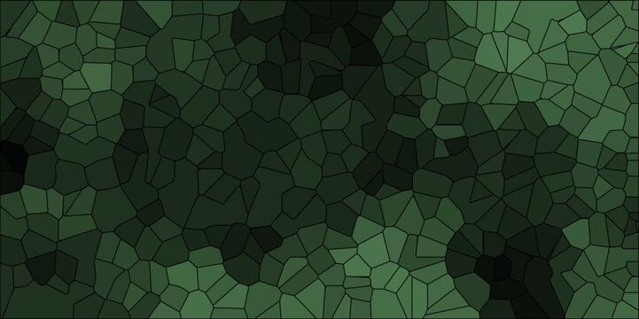 Green Polygonal Background, Quartz Royal Green Broken Stained Glass Background . Voronoi Diagram Background. Seamless Pattern Shapes Vector Vintage Quartz Surface White For Bathroom Or Kitchen.