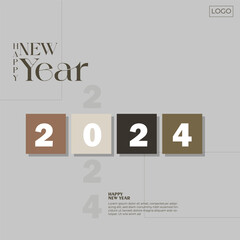 Vector illustration New Year 2024 with grey background Template