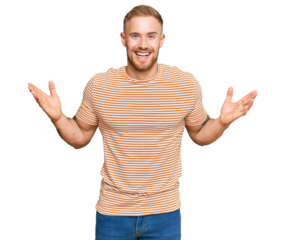 Young irish man wearing casual clothes celebrating victory with happy smile and winner expression with raised hands
