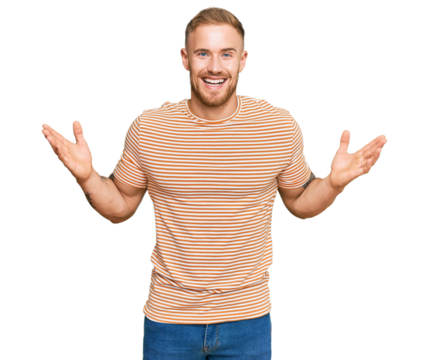 Young irish man wearing casual clothes celebrating victory with happy smile and winner expression with raised hands