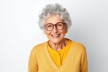 Happy Old German Woman On White Background