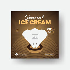 Unique social media  post banner design template for chocolate ice cream