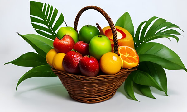 fruits appel . orange. mango . jos  on white background