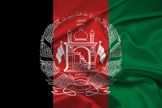 Flag Of Afghanistan. National Symbol Perfect For Design, The Afghanistan Fabric Flag. Afghanistan Flag.