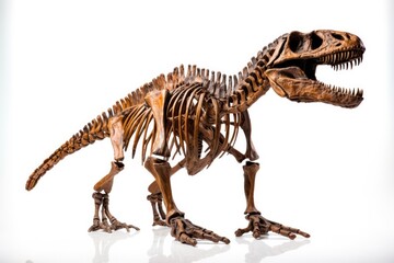 Fototapeta na wymiar Dinosaur Skeleton Isolated On White Background For Clarity