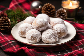 A peppermint snowball cookies,Christmas bakery 
