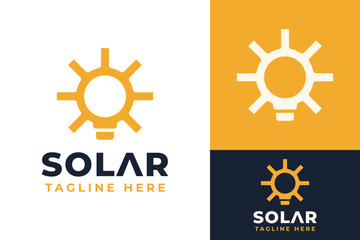 Simple Light Bulb Sun Light Solar Innovation Energy Logo Branding Design Template