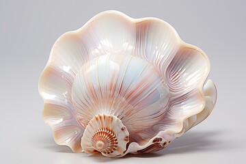 Intricate Seashell with Mother-of-Pearl Patterns Isolated on a White Background