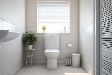 Fototapeta na wymiar Simple And Clean White Toilet Room