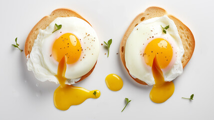 Delicious healthy and nutritious breakfast poached egg bread pictures
 - obrazy, fototapety, plakaty