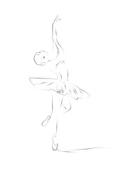 Balet-Rysunek. Obrazy pokazują delikatność i unikatowy sposób poruszania się tancerek w balecie.