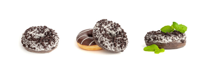 Chocolate Doughnuts Isolated, Brown Donuts