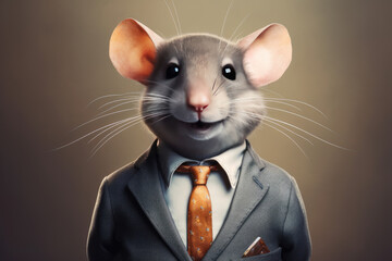 rat in a suit. Rat race concept background - obrazy, fototapety, plakaty