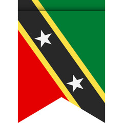 Saint Kitts and Nevis flag or pennant isolated on white background. Pennant flag icon.