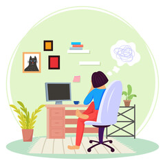 Burnout and overload Employee Sitting at Chair concept, Low energy, dead end, confused character vector icon design, corporate wellbeing symbol, Sedentary lifestyle sign, self serving behaviors stock