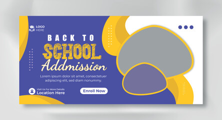 School admission banner template for junior and senior high school.Admission Open Flyer Design, Tuition vector landing page template, school web - obrazy, fototapety, plakaty