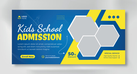 Back to school and get admission web banner cover design templates