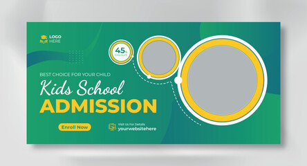 school education Facebook cover page layout & kids school admission web banner template design