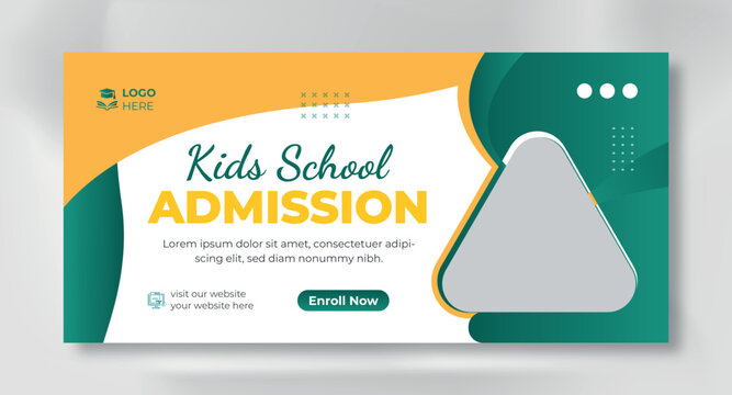 school education Facebook cover page layout & kids school admission web banner template design