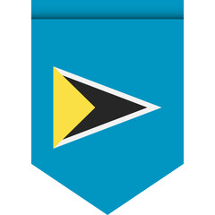 Saint Lucia flag or pennant isolated on white background. Pennant flag icon.