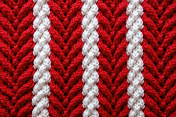 Fototapeta premium close up of red and white knitted texture