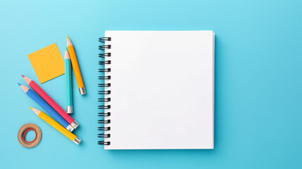 Mockup notebooks with stationery supplies