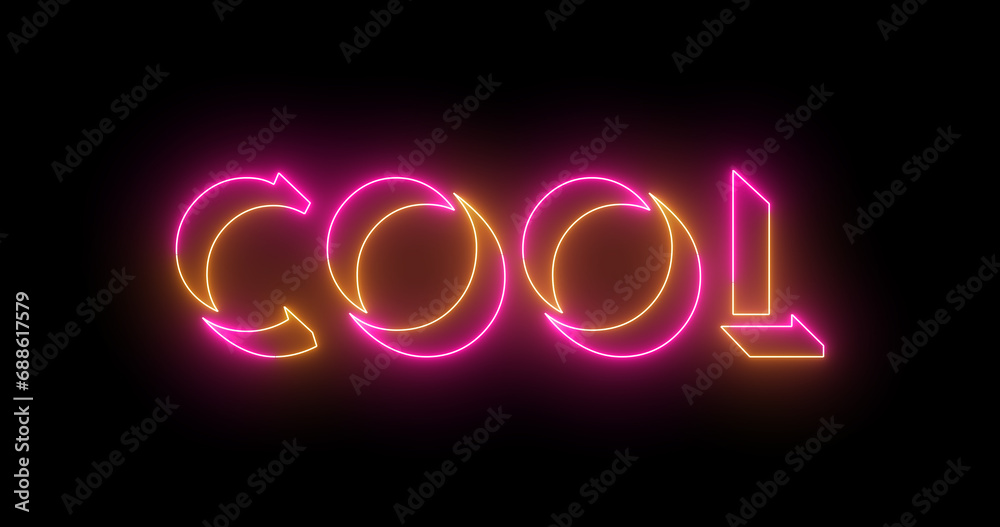 Fototapete Neon-colored Cold word text illustration with a glowing neon color moving outline on a dark background in high-resolution. Easy to use.