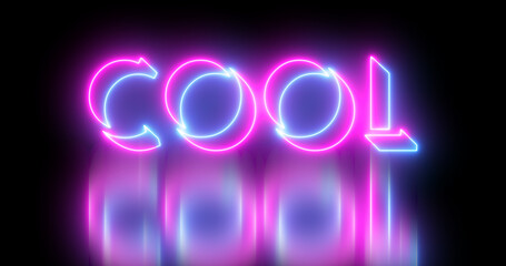 Neon-colored Cold word text illustration with a glowing neon color moving outline on a dark background in high-resolution. Easy to use.