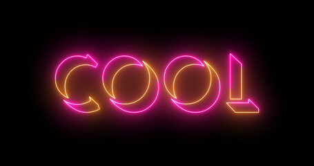 Neon-colored Cold word text illustration with a glowing neon color moving outline on a dark background in high-resolution. Easy to use.