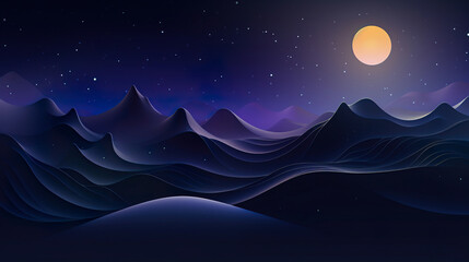 Mountain Landscape with Moon in Sky. Generative Ai