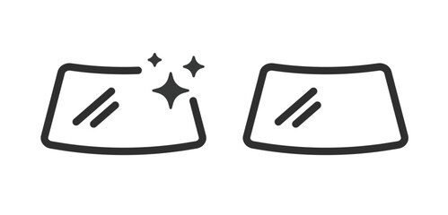 Windshield clean icon vector, polishing wax car auto glass line outline art stroke pictogram simple symbol set, vehicle windscreen window scratch resistant or repair fix service magic sparkle image